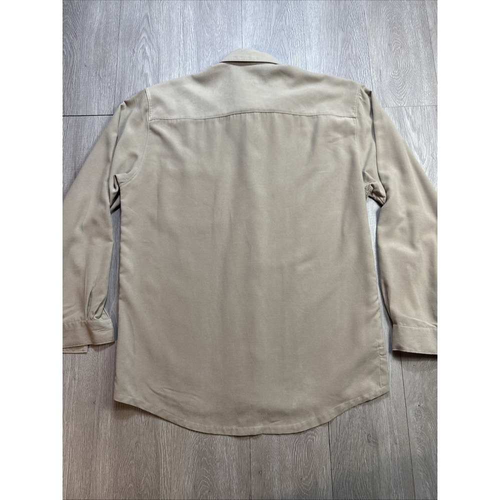 Zegna Sport Flannel Shirt Shackett Mens Medium M Beige Italy Woven Mid-weight - Picture 4 of 6